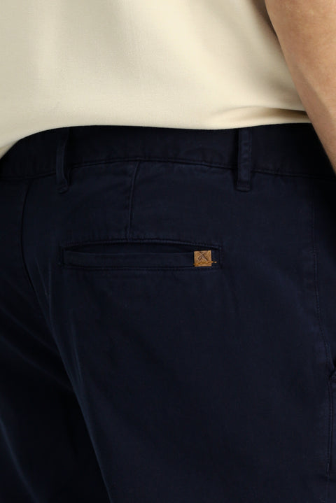 Koyu Lacivert 7 Drop Slim Fit Dar Kesim Likralı Kanvas / Chino Pantolon