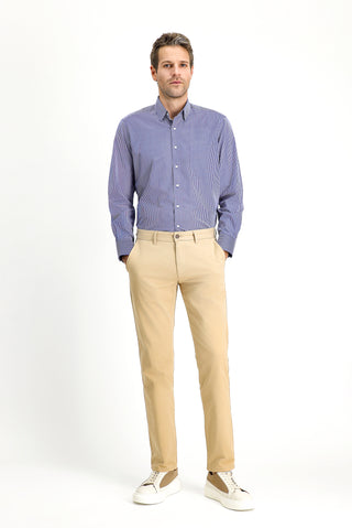  Orta Bej 7 Drop Slim Fit Dar Kesim Likral? Kanvas / Chino Pantolon-Ki??l?