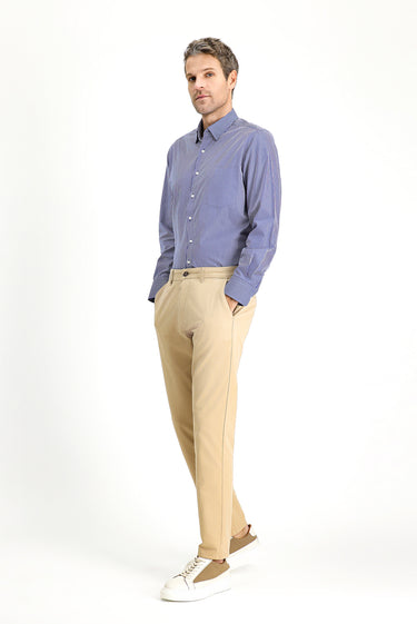  Orta Bej Slim Fit Dar Kesim Likralı Kanvas / Chino Pantolon