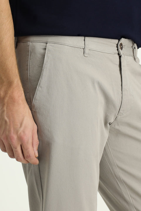 Medium Mink Slim Fit Stretch Canvas / Chino Trousers