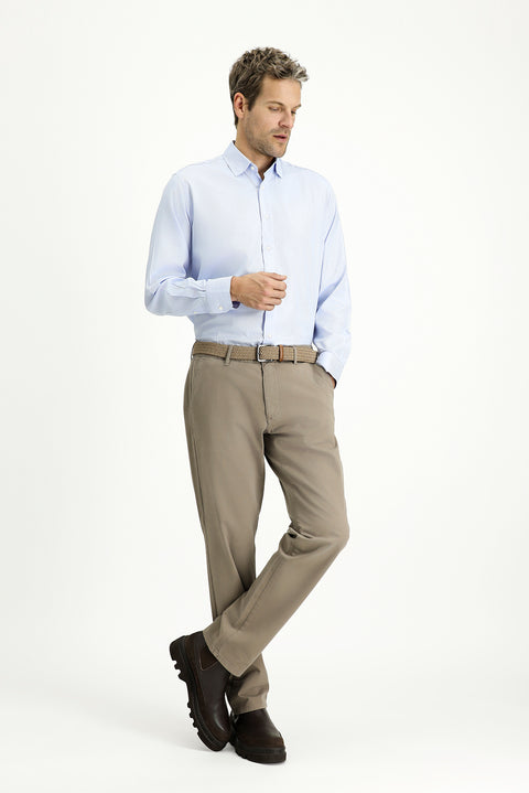 Koyu Vizon 7 Drop Slim Fit Dar Kesim Likralı Kanvas / Chino Pantolon