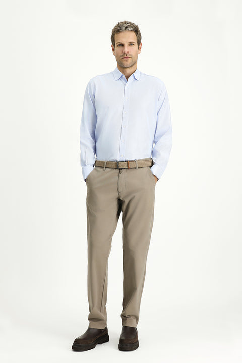 Dark Mink Regular Fit Standard Cut Lycra Canvas / Chino Trousers