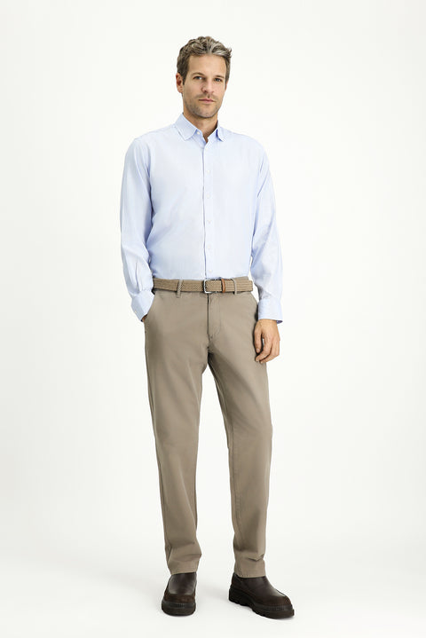Koyu Vizon Regular Fit Standart Kesim Likralı Kanvas / Chino Pantolon