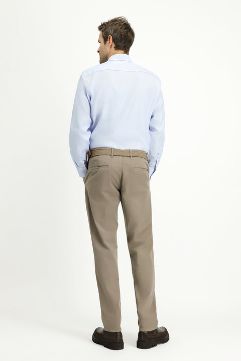 Dark Mink Regular Fit Standard Cut Lycra Canvas / Chino Trousers