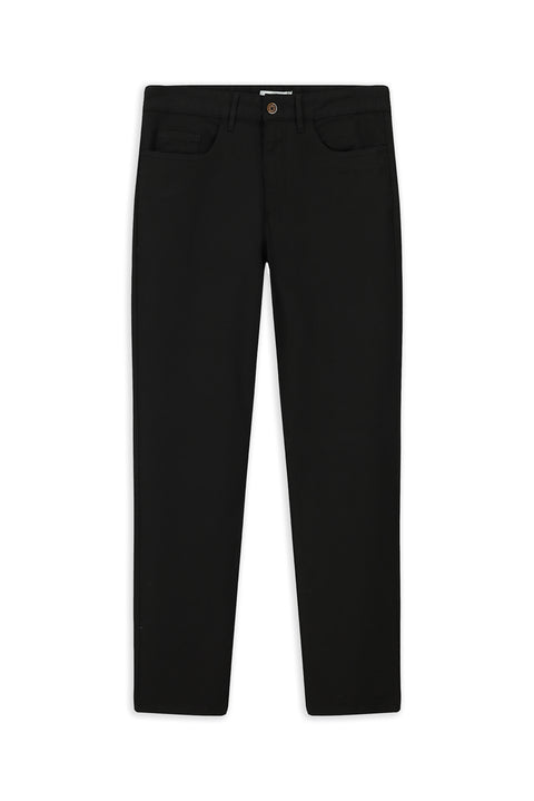 Black Slim Fit Narrow Cut Patterned Lycra Canvas / Chino Trousers