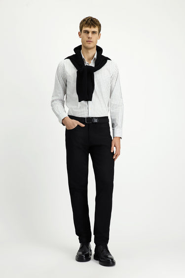  Siyah Regular Fit Desenli Likralı Kanvas / Chino Pantolon