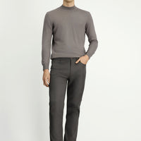 Orta Gri Regular Fit Desenli Likralı Kanvas / Chino Pantolon