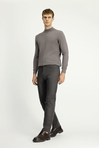  Orta Gri Regular Fit Standart Kesim Desenli Likralı Kanvas / Chino Pantolon