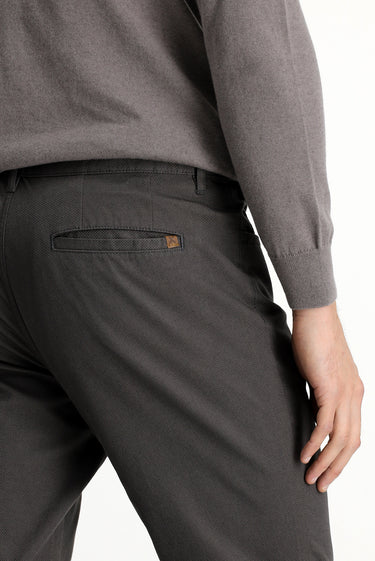 Orta Gri Slim Fit Dar Kesim Desenli Likralı Kanvas / Chino Pantolon