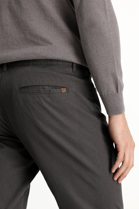 Orta Gri Regular Fit Standart Kesim Desenli Likralı Kanvas / Chino Pantolon