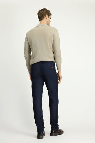  Orta Lacivert 7 Drop Slim Fit Dar Kesim Desenli Likralı Kanvas / Chino Pantolon