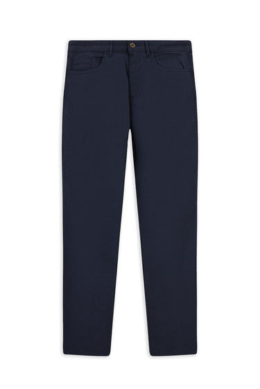 Orta Lacivert Slim Fit Dar Kesim Desenli Likralı Kanvas / Chino Pantolon