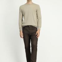 Orta Kahve Regular Fit Desenli Likralı Kanvas / Chino Pantolon