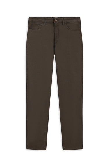 Orta Kahve Regular Fit Desenli Likralı Kanvas / Chino Pantolon