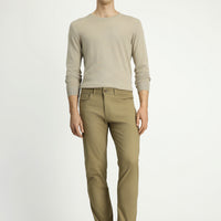 Medium Beige Slim Fit Patterned Stretch Canvas / Chino Trousers