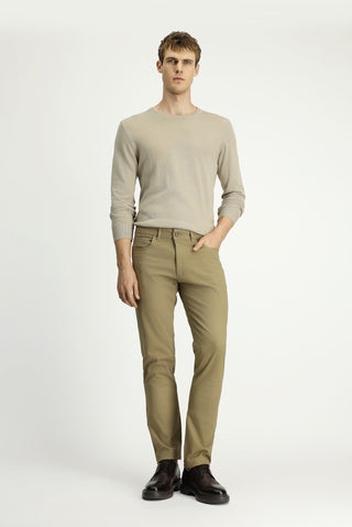  Orta Bej Regular Fit Desenli Likralı Kanvas / Chino Pantolon