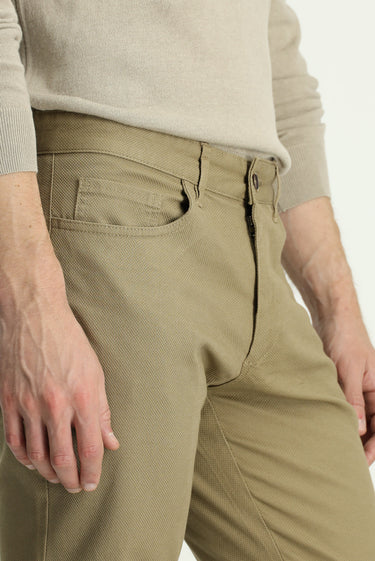 Orta Bej Regular Fit Desenli Likralı Kanvas / Chino Pantolon