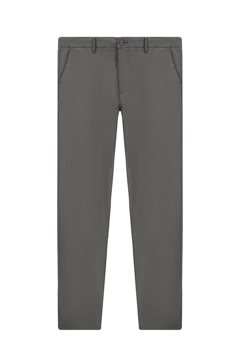 Medium Gray Relaxed Fit Patterned Lycra Canvas / Chino Trousers