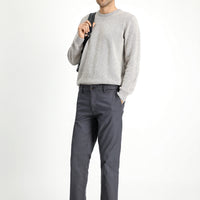 Medium Gray Relaxed Fit Patterned Lycra Canvas / Chino Trousers