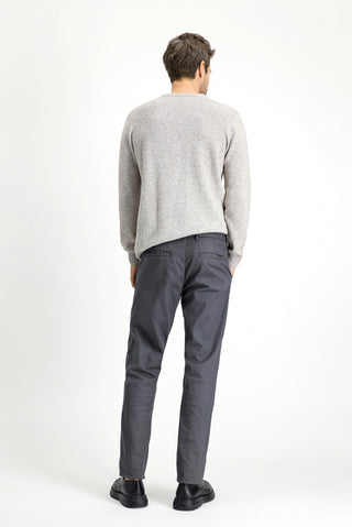  Orta Gri Relaxed Fit Rahat Kesim Desenli Likralı Kanvas / Chino Pantolon