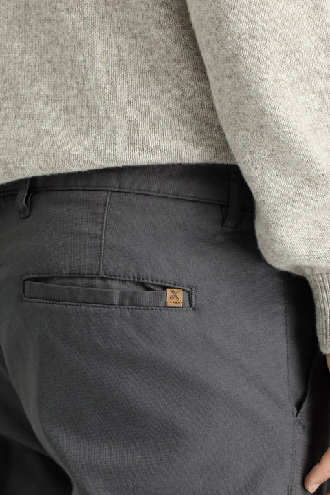 Orta Gri 6 Drop Regular Fit Standart Kesim Desenli Likralı Kanvas / Chino Pantolon