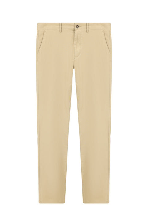 Light Beige Regular Fit Standard Cut Patterned Lycra Canvas / Chino Trousers