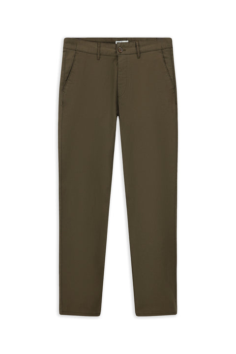 Dark Khaki Regular Fit Standard Cut Patterned Lycra Canvas / Chino Trousers