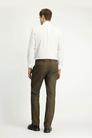  Koyu Haki 6 Drop Regular Fit Standart Kesim Desenli Likralı Kanvas / Chino Pantolon