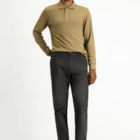 Koyu Kahve Relaxed Fit Rahat Kesim Likralı Desenli Kanvas / Chino Pantolon