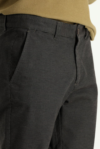  Koyu Kahve Regular Fit Likralı Desenli Kanvas / Chino Pantolon