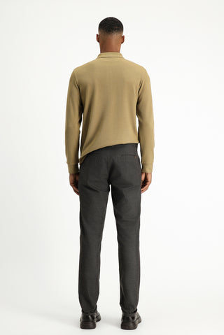  Koyu Kahve Regular Fit Likralı Desenli Kanvas / Chino Pantolon