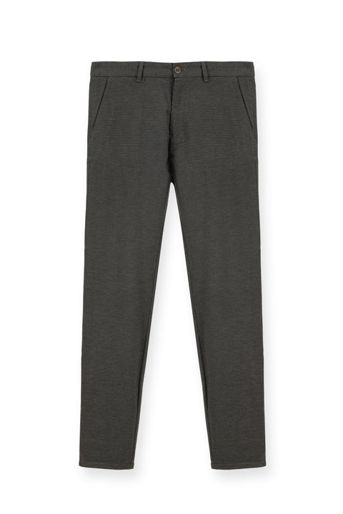 Koyu Kahve Regular Fit Standart Kesim Likralı Desenli Kanvas / Chino Pantolon