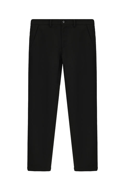 Siyah 7 Drop Slim Fit Dar Kesim Likralı Örme Klasik Kumaş Pantolon