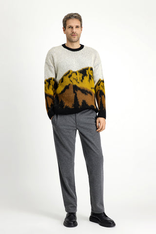  Açık Gri Slim Fit Dar Kesim Likralı Örme Klasik Kumaş Pantolon