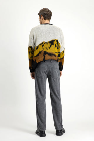  Açık Gri Slim Fit Dar Kesim Likralı Örme Klasik Kumaş Pantolon