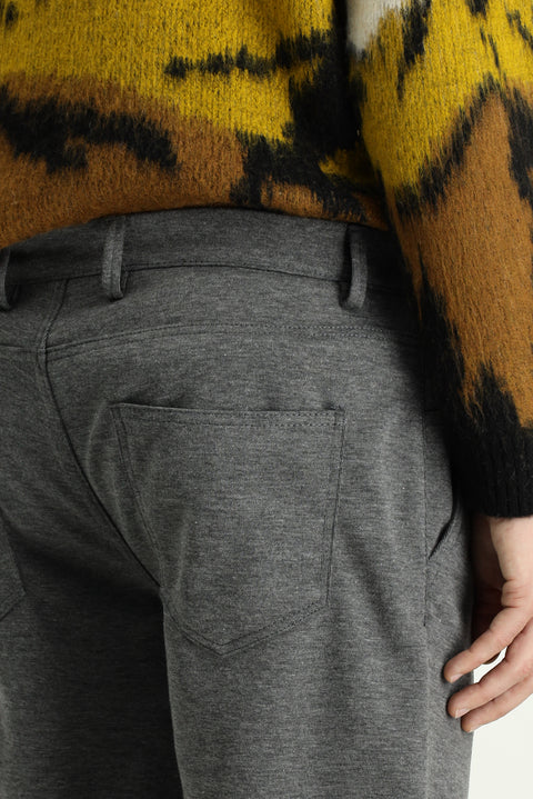 Açık Gri 7 Drop Slim Fit Dar Kesim Likralı Örme Klasik Kumaş Pantolon