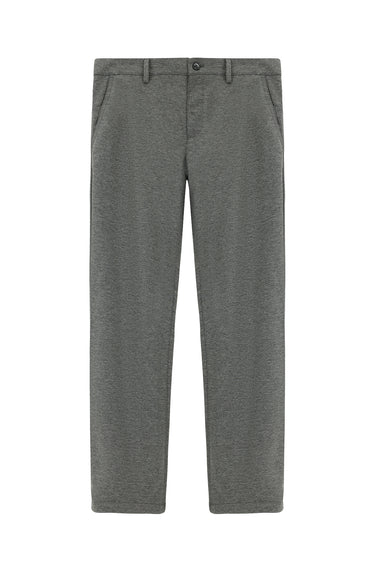 Açık Gri Slim Fit Dar Kesim Likralı Örme Klasik Kumaş Pantolon