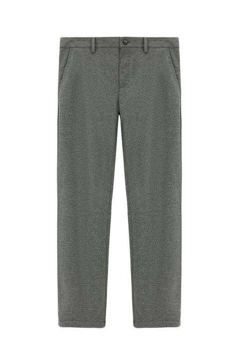 Açık Gri 7 Drop Slim Fit Dar Kesim Likralı Örme Klasik Kumaş Pantolon