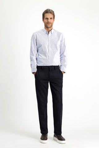 Koyu Lacivert Slim Fit Dar Kesim Likralı Örme Klasik Kumaş Pantolon