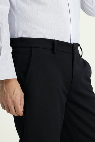  Koyu Lacivert Slim Fit Dar Kesim Likralı Örme Klasik Kumaş Pantolon