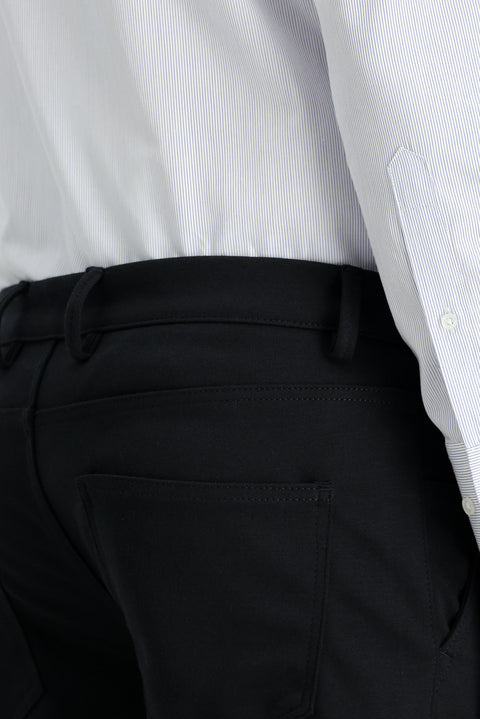 Koyu Lacivert 7 Drop Slim Fit Dar Kesim Likralı Örme Klasik Kumaş Pantolon