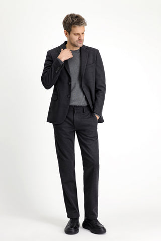  Koyu Antrasit Slim Fit Dar Kesim Likralı Örme Klasik Kumaş Pantolon