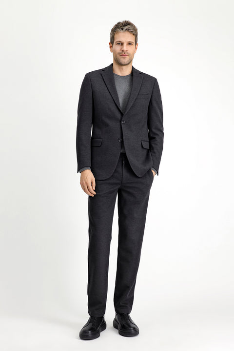 Koyu Antrasit 7 Drop Slim Fit Dar Kesim Likralı Örme Klasik Kumaş Pantolon