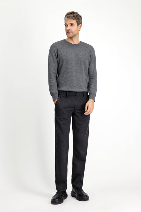 Koyu Antrasit 7 Drop Slim Fit Dar Kesim Likralı Örme Klasik Kumaş Pantolon