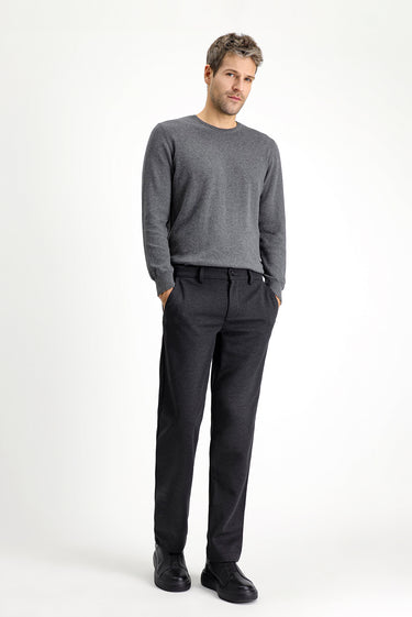  Koyu Antrasit Slim Fit Dar Kesim Likralı Örme Klasik Kumaş Pantolon