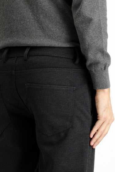 Koyu Antrasit Slim Fit Dar Kesim Likralı Örme Klasik Kumaş Pantolon