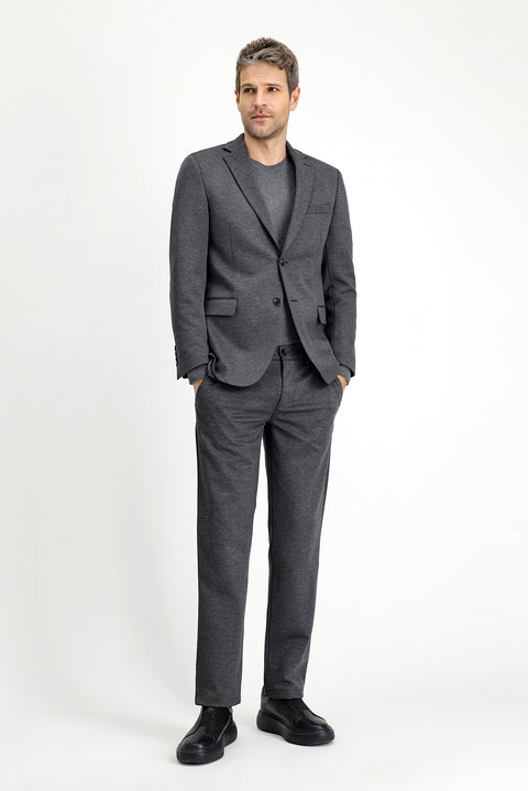 Orta Antrasit 7 Drop Slim Fit Dar Kesim Likralı Örme Klasik Kumaş Pantolon