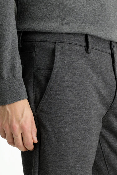 Orta Antrasit Slim Fit Dar Kesim Likralı Örme Klasik Kumaş Pantolon
