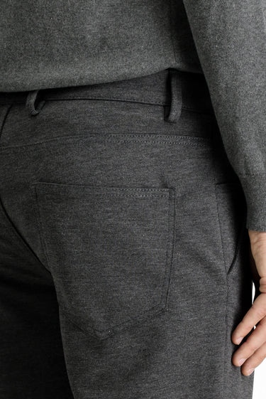 Orta Antrasit Slim Fit Dar Kesim Likralı Örme Klasik Kumaş Pantolon