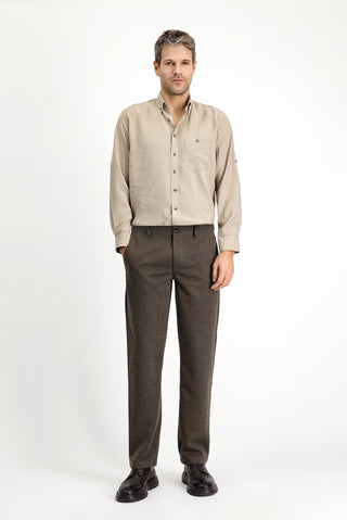  Koyu Vizon Slim Fit Dar Kesim Likralı Örme Klasik Kumaş Pantolon